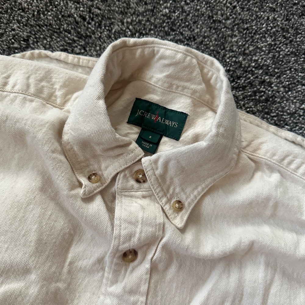 Vintage J Crew Shirt Mens Beige‎ Small Sleeveless Button Down Oarsmen Cotton Y2K